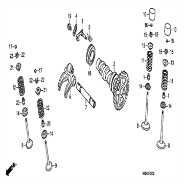 Shaft ex. Rocker arm, Honda, 14451-KRN-A10